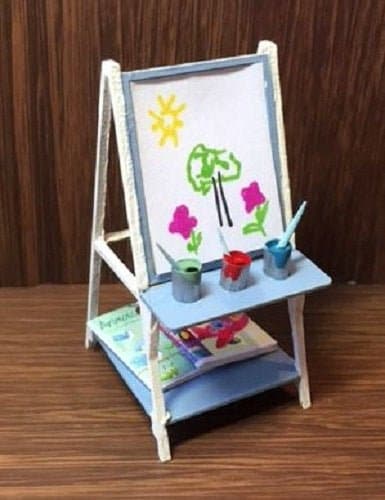 Miniature Mini Wood Art Easel and Canvas Set