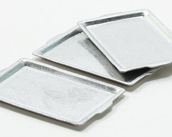 Dollhouse Miniature 3 Piece Aluminum Baking / Cooking Pans - 1:12 Scale