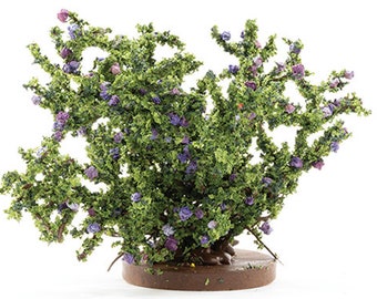 ドールハウスミニチュア 小さな紫のバラの木 - 1:12スケール