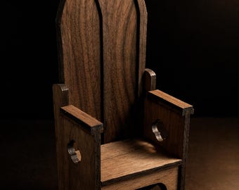 Dollhouse Miniature Medieval Gothic Throne Chair Kit Walnut 1:12 Scale Castle Fantasy Furniture