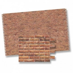 Peut inclure: Une feuille de papier à motif de briques rouges, avec une plus petite section du même motif découpée et placée sous la plus grande feuille.