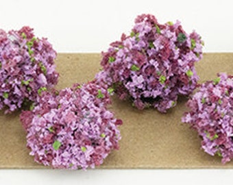 Dollhouse Miniature Set of 6 Burgundy and Mauve Border Plants - 1:12 Scale