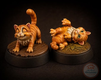 Dollhouse Miniature Munchkin Cat Figurine - 1-12 1-24 1-48 Scale - Stretching or Rolling - Unpainted Resin