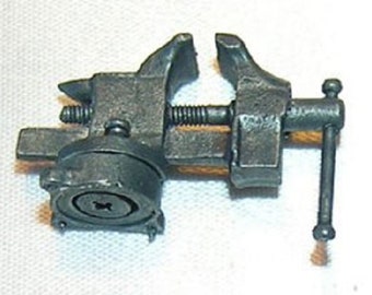 Dollhouse Miniature Top Mount Bench Vise - Gunmetal - 1:12 Scale