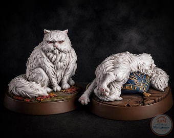 Dollhouse Miniature Persian Cat Figurine - 1-12 1-24 1-48 Scale - Sitting or On Pillow - Unpainted Resin