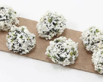 Dollhouse Miniature Set of 6 White Border Plants - 1:12 Scale