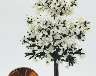 Dollhouse Miniature Handmade 2" White Dogwood Tree -- 1:48 / O / HO Scale