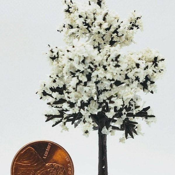 Dollhouse Miniature Handmade 2" White Dogwood Tree -- 1:48 / O / HO Scale