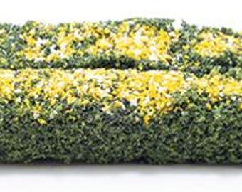 Dollhouse Miniature Set of Yellow and White Hedges 8" x 1 1/2" x 1 1/8"