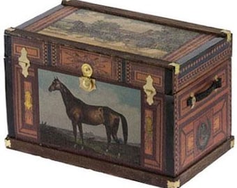 Dollhouse Miniature Trunk Kit -- Vintage Horse Design -- 1:12 Scale