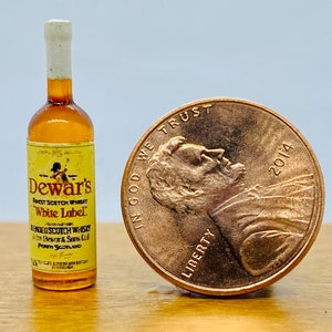 Dollhouse Miniature Bottle of Dewar&#39;s White Label  -- 1:12 Scale