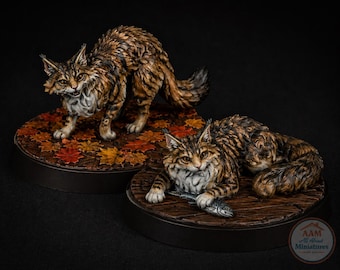 Dollhouse Miniature Maine Coon Cat Figurine - 1-12 1-24 1-48 Scale - Prowling or Lounging - Unpainted Resin