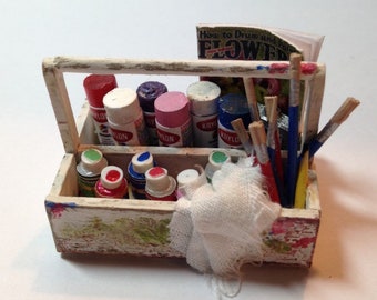 Dollhouse Miniature Artist Tote with Paints Kit - 1:12 Scale