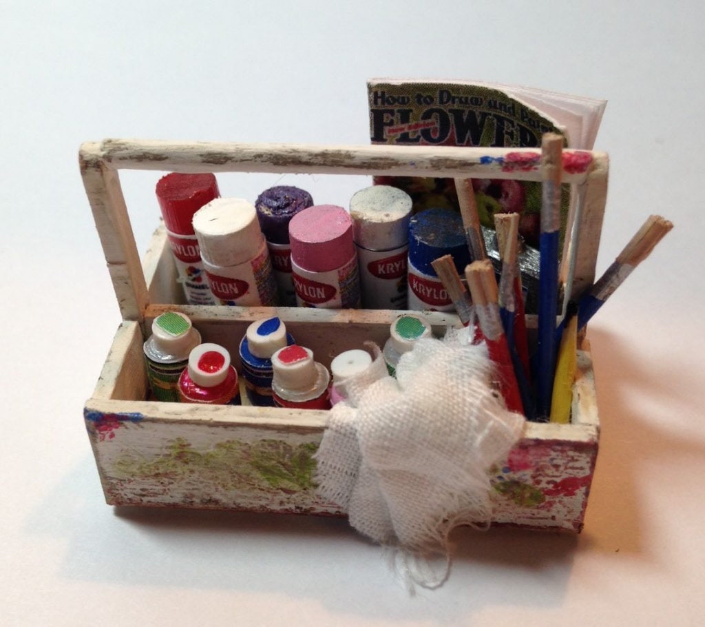 Dollhouse Miniature Artist Tote With Paints Kit 1:12 Scale 