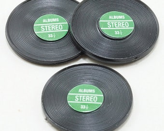 Dollhouse Miniature Set of 3 Vinyl Record Albums (Green) - 1:12 Scale