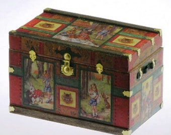 Dollhouse Miniature Trunk Kit -- Lithograph Alice in Wonderland -- 1:12 Scale