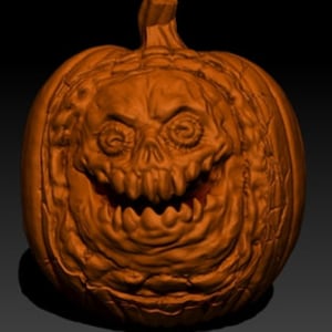 Dollhouse Miniature Resin Pumpkin or Jack-O-Lantern - Creepy Face Style - 1/6 (Barbie) - 1/12 - 1/10 - 1/24 - 1/48 Scales- Unfinished
