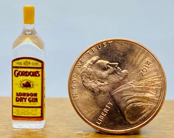 Dollhouse Miniature Bottle of Gordon's London Dry Gin  -- 1:12 Scale