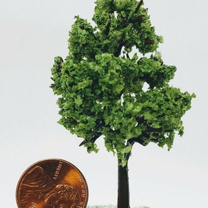 Dollhouse Miniature Handmade 2" Variegated Light Green Tree -- 1:48 / O / HO Scale