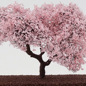 Dollhouse Miniature Handmade Ornamental Blossoming Cherry Tree - 4" Tall On a Spike- 1:12 - 1/24 - 1/48 Scale