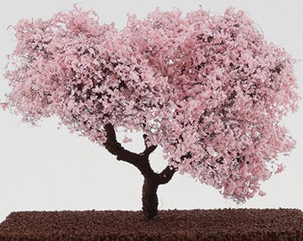 Dollhouse Miniature Handmade Ornamental Blossoming Cherry Tree - 4&quot; Tall On a Spike- 1:12 - 1/24 - 1/48 Scale