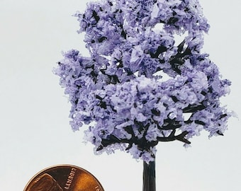 Dollhouse Miniature Handmade 2 1/2" Purple Red Bud Tree -- 1:48 / O / HO Scale