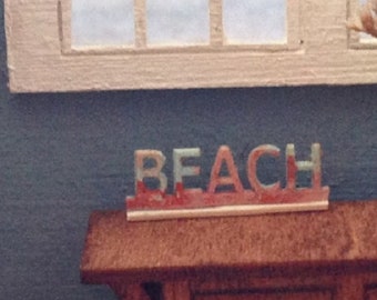 Dollhouse Miniature BEACH Sign or Wall Decor -- 1:12 Scale