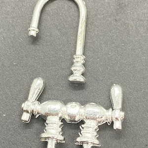 Dollhouse Miniature Kitchen/Bathtub Faucet - Chrome/Silver Finish - 1:12 Scale