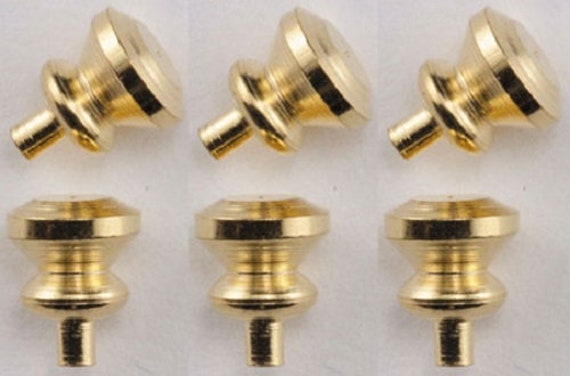 Dollhouse Miniature Knobs - Brass Finish - (6 pack) - #05532 - 1:12 Scale