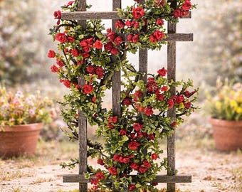 Miniature Red Rose Trellis – 1:12 Scale Climbing Roses for Dollhouse Garden, Wedding Scene & Diorama (Approx. 4”)