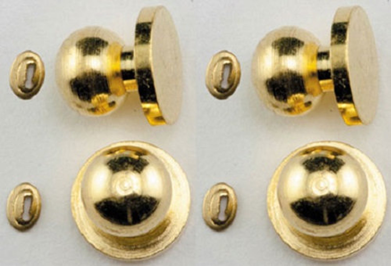 Dollhouse Miniature Door Knobs W/keyhole Brass 4 Pack Etsy