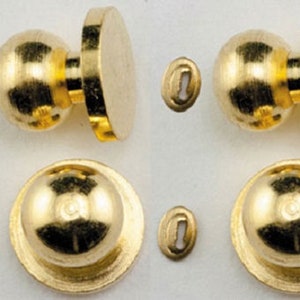 Dollhouse Miniature Door Knobs w/Keyhole - Brass (4 pack) -- 1:12 Scale