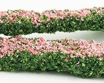 Dollhouse Miniature Set of Pink / Fuchsia Hedges 8" x 1 1/2" x 1 1/8"
