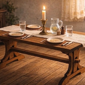 Dollhouse Miniature Walnut Gothic Dining Table KIT - 1:12 Scale