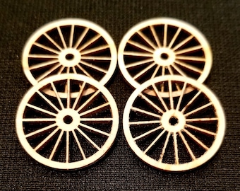 Dollhouse Miniature Set of 4 Wagon Wheels / Cart Wheels - 1:48 (Quarter) Scale (Maple)
