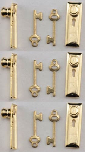 Dolls House 6 Crystal & Brass Handles Knobs Miniature Door Drawer Furniture 