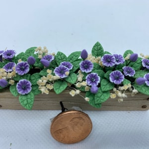 Dollhouse Miniature Purple Cupflowers in Box Planter 1:12 Scale