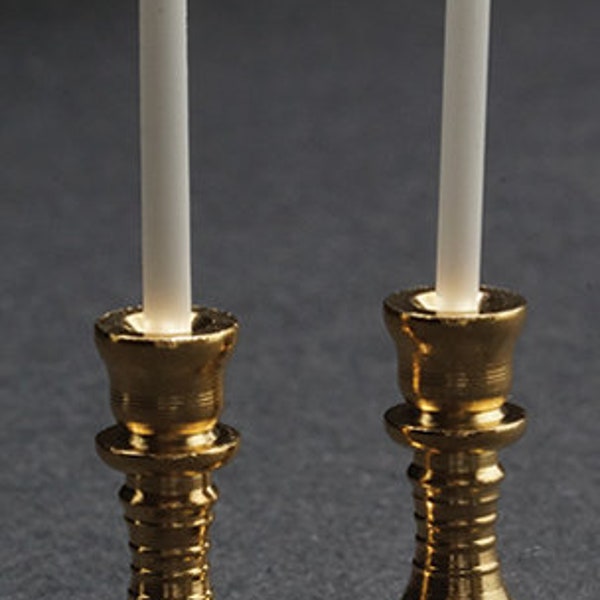 Dollhouse Miniature Brass Candlesticks -- 1:12 Scale