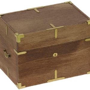 Dollhouse Miniature Trunk Kit -- Wooden Campaign Chest -- 1:12 Scale