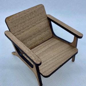 Dollhouse Miniature Mid Century Modern LOUNGE Chair KIT - Walnut - 1:12 Scale