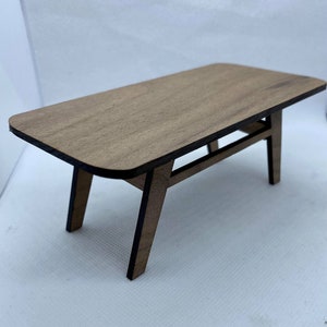 Dollhouse Miniature Mid Century Modern MCM Dining Table KIT - Walnut - 1:12 Scale