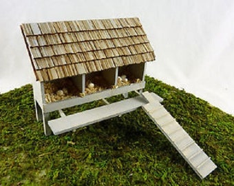 Puppenhaus Miniatur Grauer Hühnerstall / Hühnerstall -- 1:12
