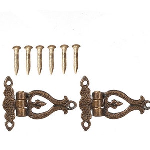 Dollhouse Miniature Antique Brass Hinges with 6 Pins