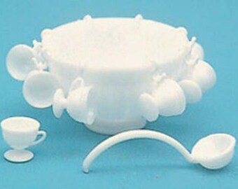 Dollhouse Miniature White Punch Bowl Kit - 1:12 Scale