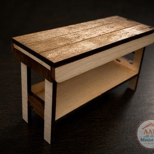 Kit de mesa de trabajo de cocina en miniatura para casa de muñecas a media escala - Escala 1:24 - Madera de arce cortada con láser