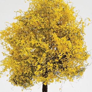 Árbol de otoño dorado en miniatura para casa de muñecas, hecho a mano, 4" - 1/12 - 1/24 - 1/48