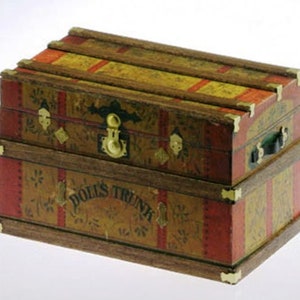 Dollhouse Miniature Trunk Kit -- Lithograph Doll&#39;s Trunk Style -- 1:12 Scale