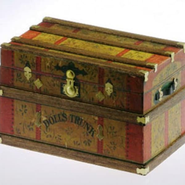 Dollhouse Miniature Trunk Kit -- Lithograph Doll's Trunk Style -- 1:12 Scale