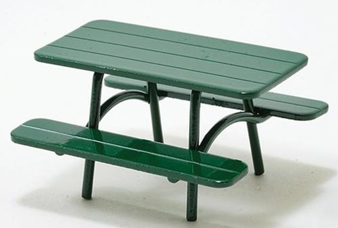 Dollhouse Miniature HALF Scale Green Picnic Table - 1:24 - Etsy