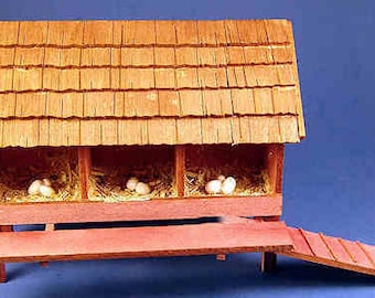 Puppenhaus Miniatur Rote Hühnerstall / Hühnerhaus / Stall -- 1:12